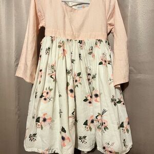Floral Pink and White Kids Dress
